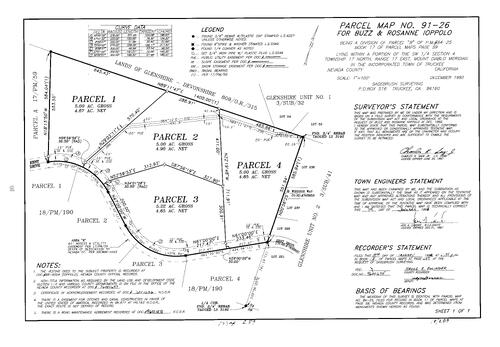 Click to see Parcel Map Book 18, pg. 289 (1996) of Nevada County Recorders Parcel Maps Book 18