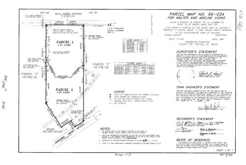 Click to see Parcel Map Book 18, pg. 303 (1996) of Nevada County Recorders Parcel Maps Book 18
