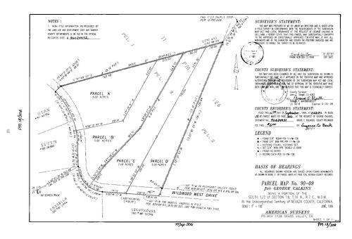 Click to see Parcel Map Book 18, pg. 306 (1996) of Nevada County Recorders Parcel Maps Book 18