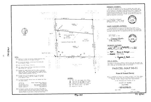 Click to see Parcel Map Book 18, pg. 307 (1996) of Nevada County Recorders Parcel Maps Book 18
