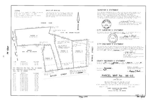 Click to see Parcel Map Book 18, pg. 309 (1996) of Nevada County Recorders Parcel Maps Book 18