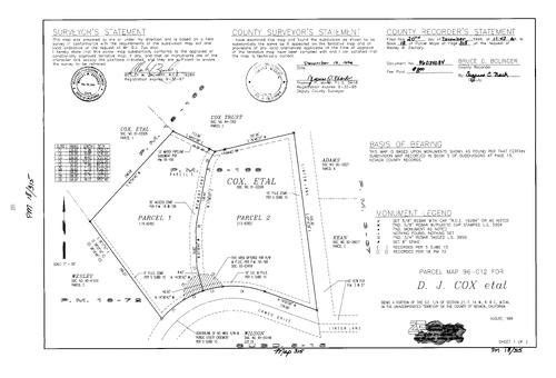 Click to see Parcel Map Book 18, pg. 315 (1996) of Nevada County Recorders Parcel Maps Book 18