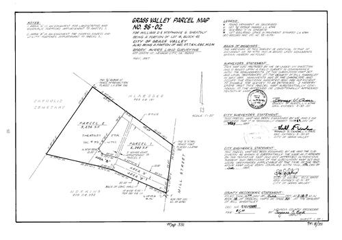 Click to see Parcel Map Book 18, pg. 331 (1997) of Nevada County Recorders Parcel Maps Book 18