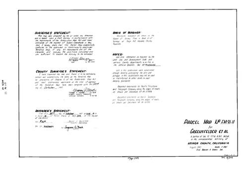 Click to see Parcel Map Book 18, pg. 349 (1997) of Nevada County Recorders Parcel Maps Book 18