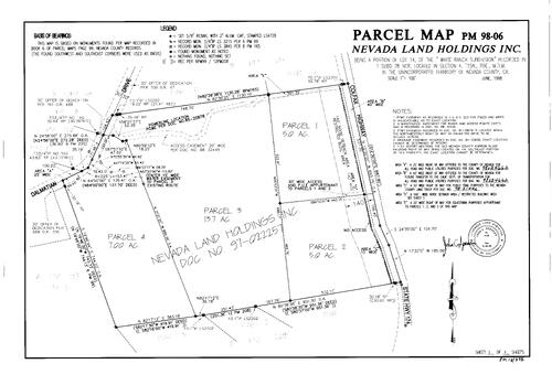 Click to see Parcel Map Book 18, pg. 375 (1998) of Nevada County Recorders Parcel Maps Book 18