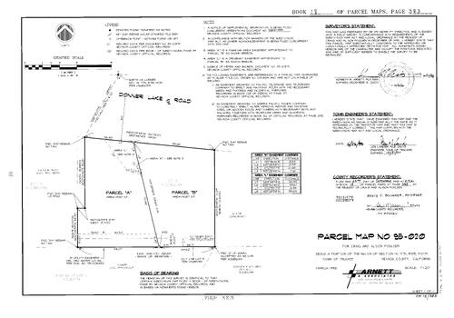 Click to see Parcel Map Book 18, pg. 383 (1998) of Nevada County Recorders Parcel Maps Book 18