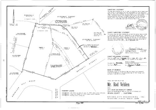 Click to see Parcel Map Book 18, pg. 388 (1998) of Nevada County Recorders Parcel Maps Book 18