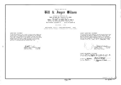 Click to see Parcel Map Book 18, pg. 392 (1998) of Nevada County Recorders Parcel Maps Book 18