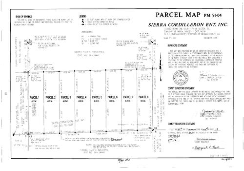 Click to see Parcel Map Book 18, pg. 393 (1998) of Nevada County Recorders Parcel Maps Book 18