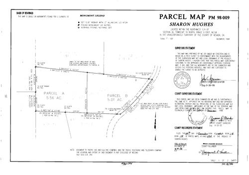 Click to see Parcel Map Book 18, pg. 394 (1998) of Nevada County Recorders Parcel Maps Book 18