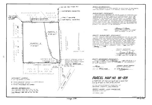 Click to see Parcel Map Book 18, pg. 398 (1999) of Nevada County Recorders Parcel Maps Book 18