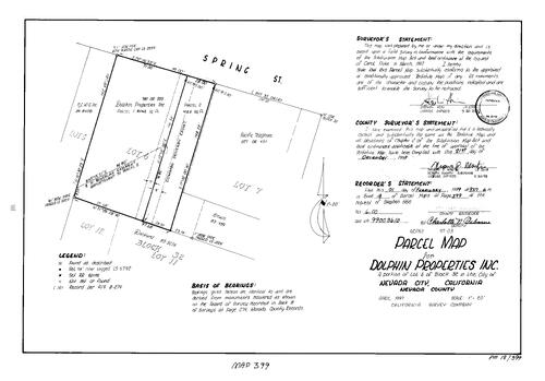 Click to see Parcel Map Book 18, pg. 399 (1999) of Nevada County Recorders Parcel Maps Book 18