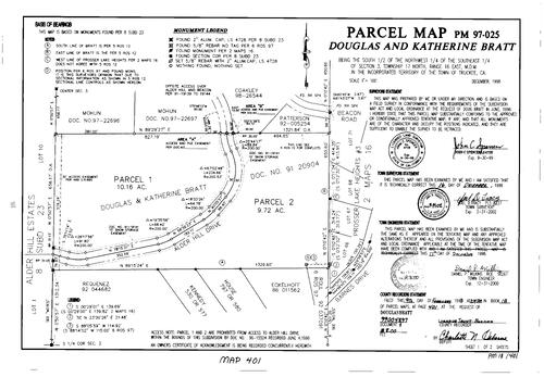 Click to see Parcel Map Book 18, pg. 401 (1999) of Nevada County Recorders Parcel Maps Book 18