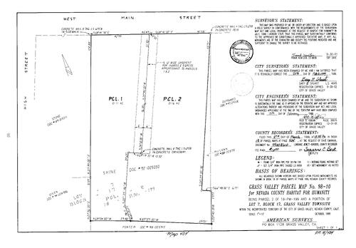 Click to see Parcel Map Book 18, pg. 404 (1999) of Nevada County Recorders Parcel Maps Book 18