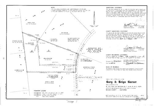 Click to see Parcel Map Book 19, pg. 1 (1999) of Nevada County Recorders Parcel Maps Book 19