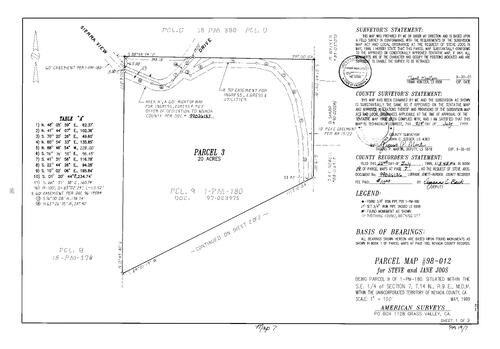 Click to see Parcel Map Book 19, pg. 7 (1999) of Nevada County Recorders Parcel Maps Book 19