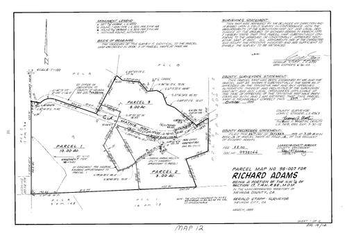 Click to see Parcel Map Book 19, pg. 12 (1999) of Nevada County Recorders Parcel Maps Book 19
