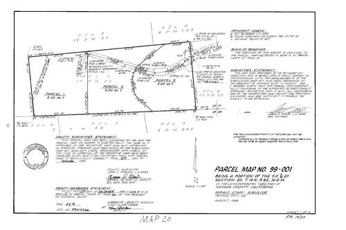 Click to see Parcel Map Book 19, pg. 20 (1999) of Nevada County Recorders Parcel Maps Book 19
