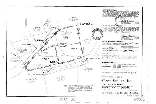 Click to see Parcel Map Book 19, pg. 33 of Nevada County Recorders Parcel Maps Book 19