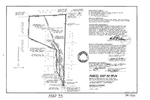 Click to see Parcel Map Book 19, pg. 35 of Nevada County Recorders Parcel Maps Book 19