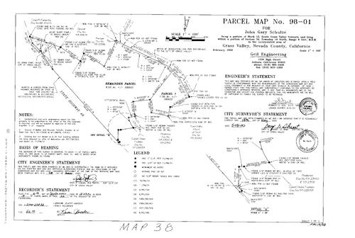 Click to see Parcel Map Book 19, pg. 38 of Nevada County Recorders Parcel Maps Book 19