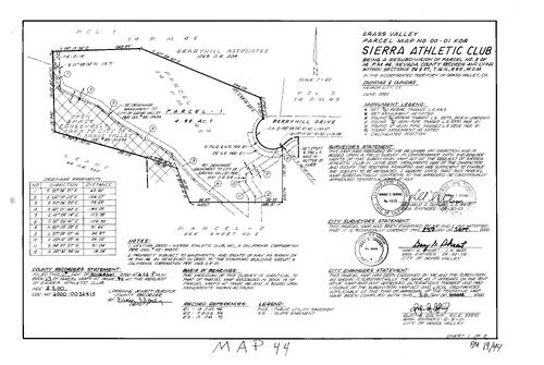 Click to see Parcel Map Book 19, pg. 44 of Nevada County Recorders Parcel Maps Book 19