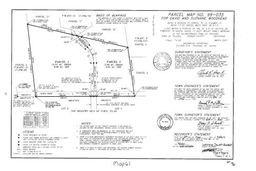 Click to see Parcel Map Book 19, pg. 61 (2001) of Nevada County Recorders Parcel Maps Book 19