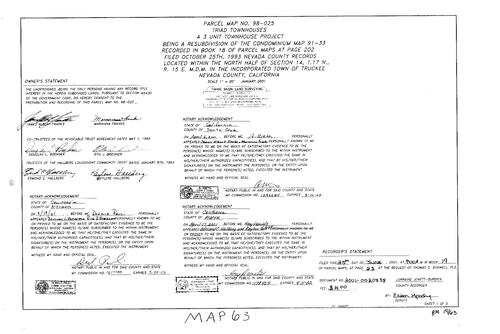 Click to see Parcel Map Book 19, pg. 63 (2001) of Nevada County Recorders Parcel Maps Book 19