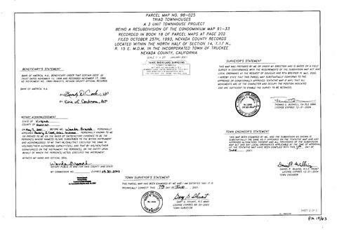 Click to see Parcel Map Book 19, pg. 63 (2001) of Nevada County Recorders Parcel Maps Book 19