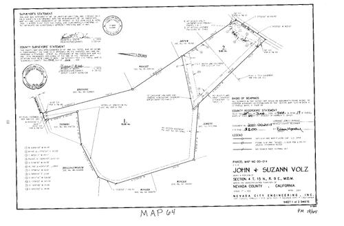 Click to see Parcel Map Book 19, pg. 64 (2001) of Nevada County Recorders Parcel Maps Book 19