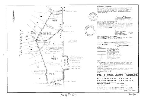Click to see Parcel Map Book 19, pg. 65 (2001) of Nevada County Recorders Parcel Maps Book 19