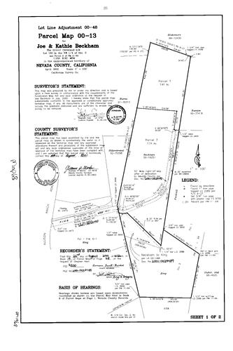 Click to see Parcel Map Book 19, pg. 68 (2001) of Nevada County Recorders Parcel Maps Book 19
