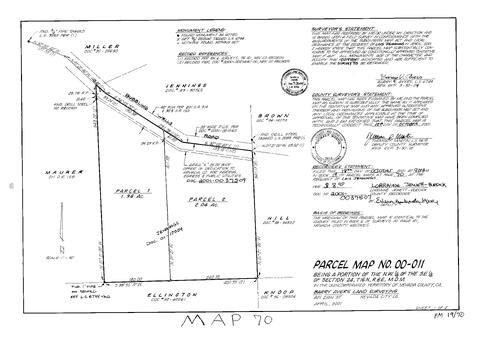 Click to see Parcel Map Book 19, pg. 70 (2001) of Nevada County Recorders Parcel Maps Book 19