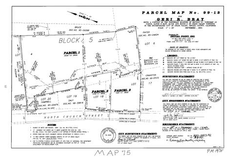 Click to see Parcel Map Book 19, pg. 75 (2001) of Nevada County Recorders Parcel Maps Book 19