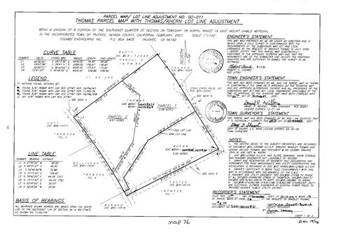 Click to see Parcel Map Book 19, pg. 76 (2001) of Nevada County Recorders Parcel Maps Book 19
