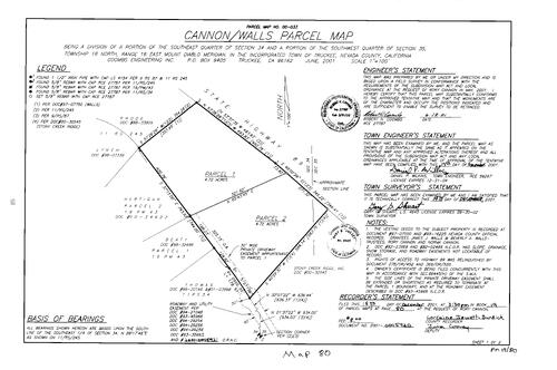 Click to see Parcel Map Book 19, pg. 80 (2001) of Nevada County Recorders Parcel Maps Book 19