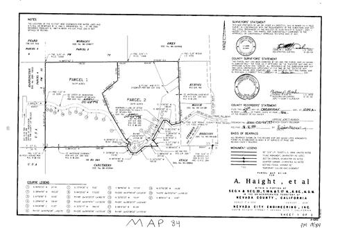 Click to see Parcel Map Book 19, pg. 84 (2001) of Nevada County Recorders Parcel Maps Book 19