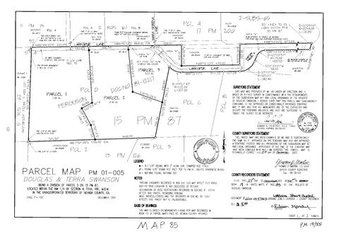 Click to see Parcel Map Book 19, pg. 85 (2001) of Nevada County Recorders Parcel Maps Book 19