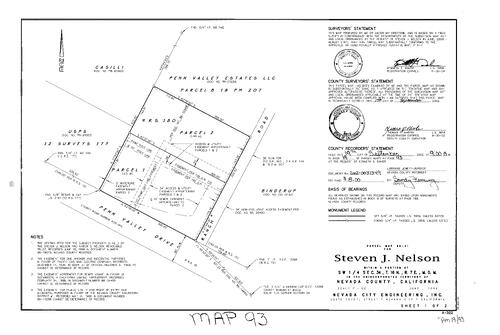 Click to see Parcel Map Book 19, pg. 93 (2002) of Nevada County Recorders Parcel Maps Book 19