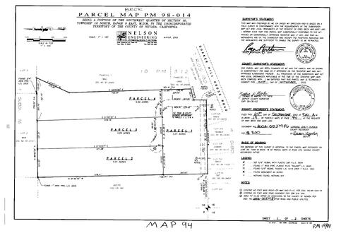 Click to see Parcel Map Book 19, pg. 94 (2002) of Nevada County Recorders Parcel Maps Book 19