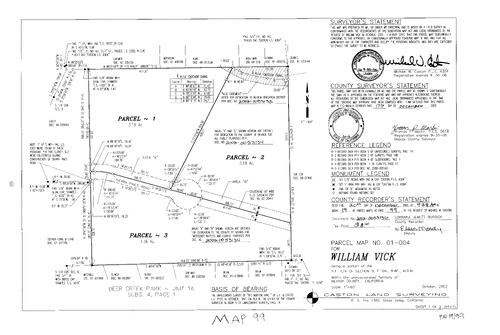 Click to see Parcel Map Book 19, pg. 99 (2002) of Nevada County Recorders Parcel Maps Book 19
