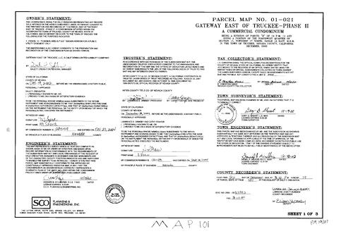 Click to see Parcel Map Book 19, pg. 101 (2002) of Nevada County Recorders Parcel Maps Book 19