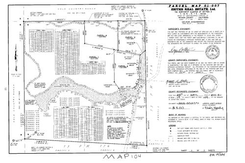 Click to see Parcel Map Book 19, pg. 104 (2003) of Nevada County Recorders Parcel Maps Book 19
