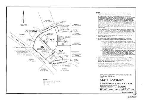 Click to see Parcel Map Book 19, pg. 105 (2003) of Nevada County Recorders Parcel Maps Book 19