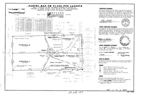 Click to see Parcel Map Book 19, pg. 107 (2003) of Nevada County Recorders Parcel Maps Book 19