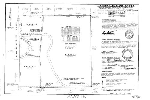 Click to see Parcel Map Book 19, pg. 110 (2003) of Nevada County Recorders Parcel Maps Book 19
