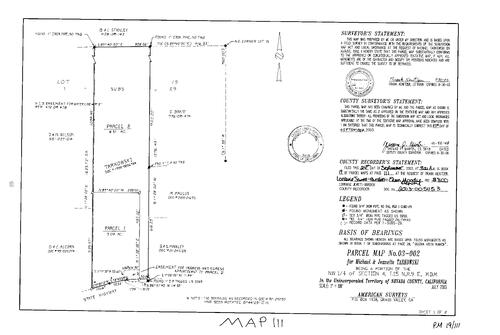 Click to see Parcel Map Book 19, pg. 111 (2003) of Nevada County Recorders Parcel Maps Book 19