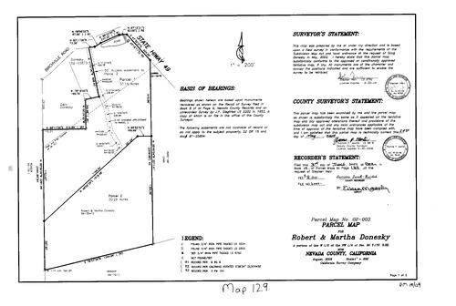 Click to see Parcel Map Book 19, pg. 129 (2004) of Nevada County Recorders Parcel Maps Book 19