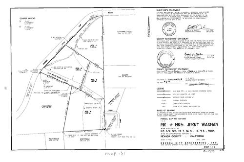 Click to see Parcel Map Book 19, pg. 131 (2004) of Nevada County Recorders Parcel Maps Book 19