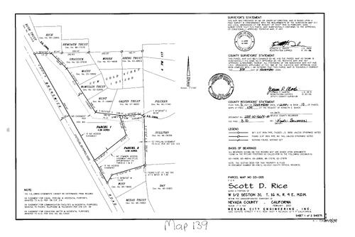 Click to see Parcel Map Book 19, pg. 139 (2004) of Nevada County Recorders Parcel Maps Book 19